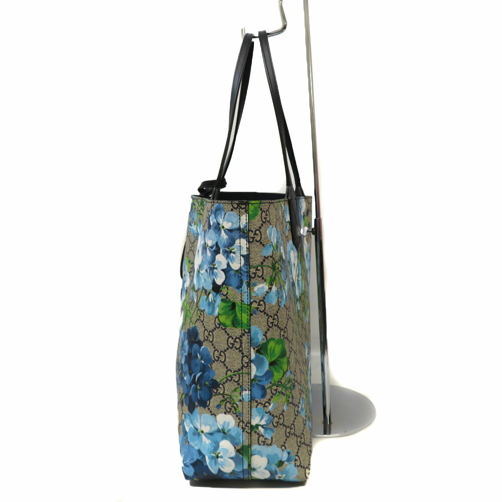 GUCCI GG Blooms Reversible Tote Bag Supreme Beige Blue Floral Flower - Picture 3 of 11